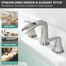 PARLOS Waterfall Widespread Bathroom Faucet Double Handles with Metal Pop Up Drain & cUPC Faucet Supply Lines, Brushed Nickel, 1.2 GPM (14070P)