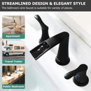 PARLOS Waterfall Widespread Bathroom Sink Faucet Matte Black Two Handles with Pop Up Drain & cUPC Faucet Supply Lines,1.2GPM, Demeter 1431804P