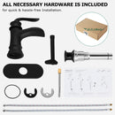 PARLOS Single Handle Bathroom Faucet with Deck Plate, Metal Pop Up Drain and cUPC Faucet Supply Lines, Matte Black  (1434904)
