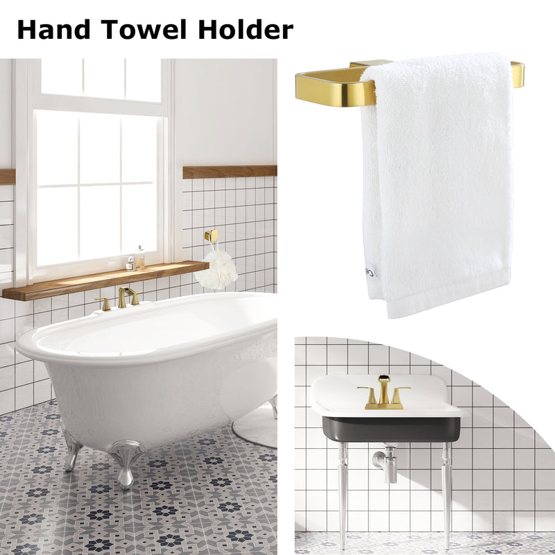 PARLOS Brass Hand Towel Holder, Wall Mounted Towel Ring, Hand Towel Bar for Bathroom & Kitchen, Burshed Gold, Doris (2102308)