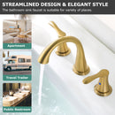 PARLOS Widespread 2 Handles Bathroom Faucet with Metal Pop Up Sink Drain and cUPC Faucet Supply Lines, Brushed Gold, 1.2 GPM (1364708P)