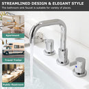 PARLOS Two-Handle Widespread Bathroom Sink Faucet with Metal Pop-up Drain and cUPC Faucet Supply Lines, Polished Chrome, 1364901P