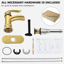 PARLOS Single Handle Bathroom Faucet, Waterfall Sink Faucet with Pop Up Drain, Escutcheon and Cupc Water Supply Lines, Brushed Gold, 1434908
