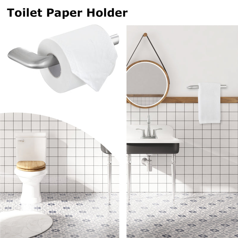 PARLOS Brass Toilet Paper Holder, Wall Mounted Tissue Roll Hanger for Bathroom & Kitchen,Brushed Nickel,Demeter (2101202)