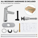 PARLOS Brass Single Handle Bathroom Faucet with Metal Pop Up Drain, Deck Plate and Cupc Water Supply Lines, Brushed Nickel, 1339702