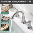 PARLOS Widespread 2 Handles Bathroom Faucet with Metal Pop Up Sink Drain and cUPC Faucet Supply Lines, Brushed Nickel, 1.2 GPM (13647P)