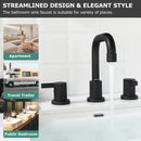 PARLOS Two-Handle Widespread Bathroom Faucet with Metal Pop-up Drain Assembly and cUPC Faucet Supply Lines, 1.2GPM, Matte Black,(14136P)
