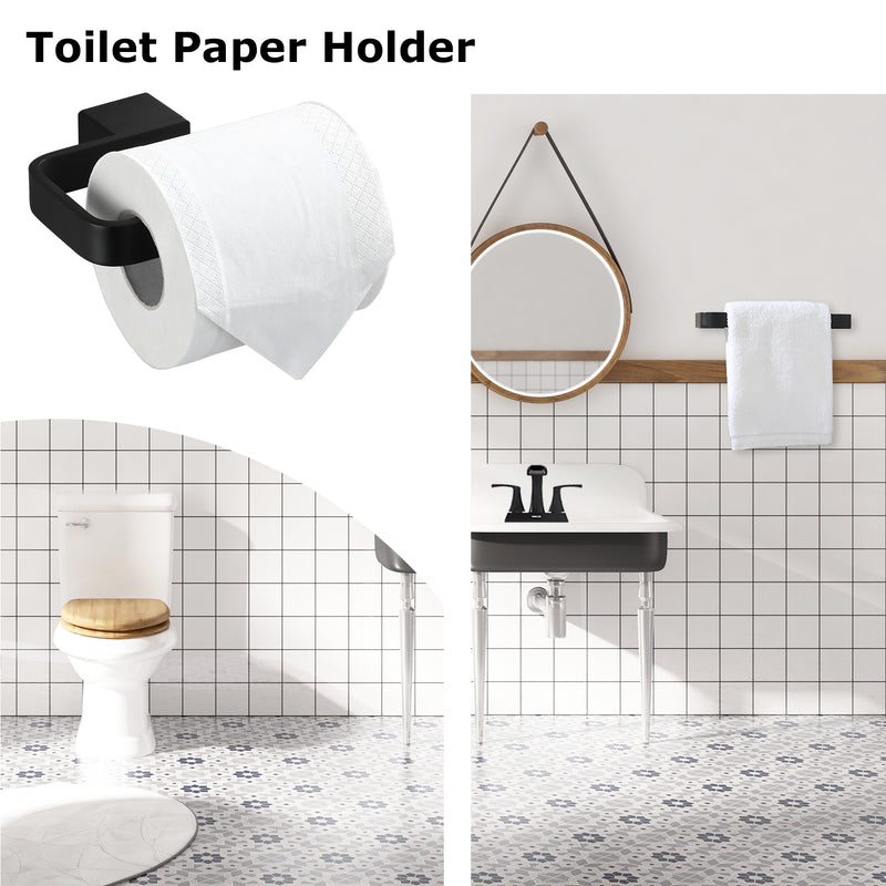 PARLOS Brass Toilet Paper Holder Tissue Roll Hanger for Bathroom & Kitchen Wall Mounted,Matte Black,Doris (2102204)