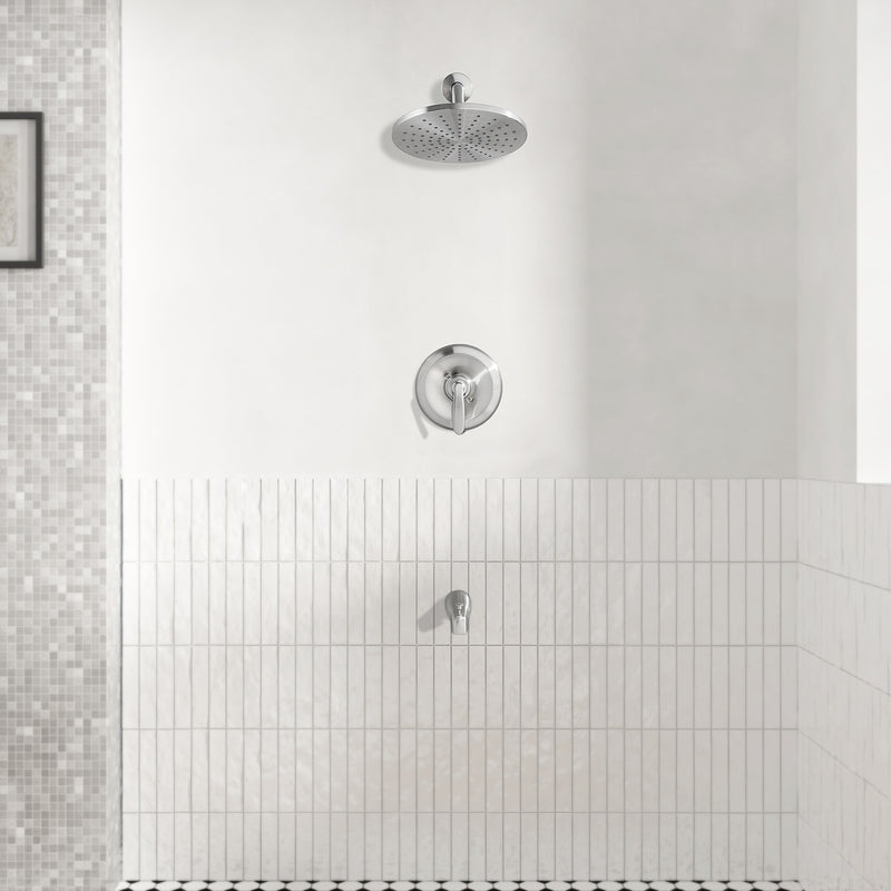 PARLOS Shower System, Shower Faucet Set with Tub Spout(Valve Included), 9 Inch Rain Shower Head and Tub Spout with Diverter, Single-Function Wall Mounted Shower Bathtub Combo, Brushed Nickel, 2.5GPM, 1437002