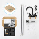 PARLOS 2-Handle Bathroom Bathroom Faucet with Metal Drain Assembly & Supply Lines NSF cUPC Certified, Matte Black (1359104)