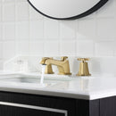 EZANDA 2-Handle Widespread Bathroom Faucet Cross handle 3 Hole Metal Pop-up Sink Drain Supply Lines Brushed Gold (1433608)
