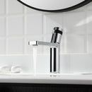 EZANDA Brass Single Handle Bathroom Faucet with Deck Plate, Pop-up Sink Drain Assembly & Faucet Supply Lines, Chrome with Black (1416401)