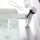 EZANDA Brass Single Handle Bathroom Faucet with Deck Plate, Pop-up Sink Drain Assembly & Faucet Supply Lines, Chrome with Black (1416401)