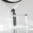 EZANDA Brass Single Handle Bathroom Faucet with Deck Plate, Pop-up Sink Drain Assembly & Faucet Supply Lines, Chrome with Black (1416401)