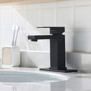 EZANDA Brass Single-Handle Bathroom Sink Faucet with Escutcheon, Pop Up Drain Stopper & Water Supply Hoses, Matte Black (14253)