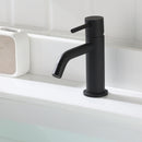 EZANDA Brass Single Handle Bathroom Faucet with Pop-up Sink Drain Assembly & Faucet Supply Lines, Matte Black (1431104)