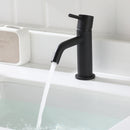 EZANDA Brass Single Handle Bathroom Faucet with Pop-up Sink Drain Assembly & Faucet Supply Lines, Matte Black (1431104)