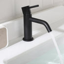 EZANDA Brass Single Handle Bathroom Faucet with Pop-up Sink Drain Assembly & Faucet Supply Lines, Matte Black (1431104)
