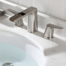 EZANDA 2-Handle Bathroom Sink Faucet, Widespread Waterfall Lavatory Faucet with Pop-up Drain Assembly & Faucet Supply Lines, Brushed Nickel (1431202)