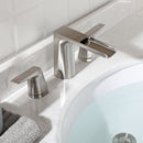 EZANDA 2-Handle Bathroom Sink Faucet, Widespread Waterfall Lavatory Faucet with Pop-up Drain Assembly & Faucet Supply Lines, Brushed Nickel (1431202)