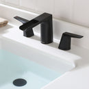 EZANDA 2-Handle Widespread Waterfall Bathroom Lavatory Faucet with Pop-up Sink Drain Assembly & Faucet Supply Lines, Matte Black (1431204)