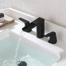 EZANDA 2-Handle Widespread Waterfall Bathroom Lavatory Faucet with Pop-up Sink Drain Assembly & Faucet Supply Lines, Matte Black (1431204)