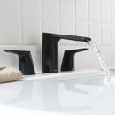EZANDA 2-Handle Widespread Waterfall Bathroom Lavatory Faucet with Pop-up Sink Drain Assembly & Faucet Supply Lines, Matte Black (1431204)