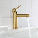 EZANDA Brass Bathroom Faucet with Drain Assembly, Bathroom Sink Faucet with Faucet Supply Lines & Water Supply Hoses Included, Brushed Gold 1432008