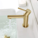 EZANDA Brass Bathroom Faucet with Drain Assembly, Bathroom Sink Faucet with Faucet Supply Lines & Water Supply Hoses Included, Brushed Gold 1432008