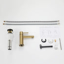 EZANDA Brass Bathroom Faucet with Drain Assembly, Bathroom Sink Faucet with Faucet Supply Lines & Water Supply Hoses Included, Brushed Gold 1432008
