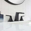 EZANDA Two-Handle Widespread Waterfall Faucet, 3 Hole Bathroom Sink Faucet with Metal Pop-up Sink Drain & Faucet Supply Lines, Matte Black 1432704