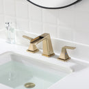EZANDA Two-Handle Widespread Waterfall Faucet, 3 Hole Bathroom Sink Faucet with Metal Pop-up Sink Drain & Faucet Supply Lines, Brushed Gold 1432708