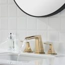 EZANDA Two-Handle Widespread Waterfall Faucet, 3 Hole Bathroom Sink Faucet with Metal Pop-up Sink Drain & Faucet Supply Lines, Brushed Gold 1432708