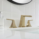 EZANDA Two-Handle Widespread Waterfall Faucet, 3 Hole Bathroom Sink Faucet with Metal Pop-up Sink Drain & Faucet Supply Lines, Brushed Gold 1432708