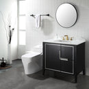 EZANDA Two-Handle Widespread Waterfall Faucet, 3 Hole Bathroom Sink Faucet with Metal Pop-up Sink Drain & Faucet Supply Lines, Brushed Gold 1432708