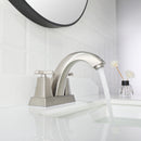 EZANDA Brass 2-Handle Bathroom Sink Faucet Cross handle 4 Inch Centerset Lead-Free Lavatory Metal Supply Lines Brushed Nickel (1433502)