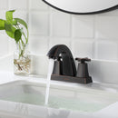 EZANDA 2-Handle Bathroom Sink Faucet Cross handle 4 Inch Centerset Metal Pop-up Sink Drain Supply Lines Oil Rubbed Bronze (1433503)