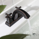 EZANDA 2-Handle Bathroom Sink Faucet Cross handle 4 Inch Centerset Metal Pop-up Sink Drain Supply Lines Oil Rubbed Bronze (1433503)