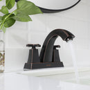 EZANDA 2-Handle Bathroom Sink Faucet Cross handle 4 Inch Centerset Metal Pop-up Sink Drain Supply Lines Oil Rubbed Bronze (1433503)