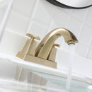 EZANDA 2-Handle Bathroom Sink Faucet Cross handle 4 Inch Centerset Metal Pop-up Sink Drain Supply Lines Brushed Gold (1433508)