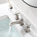 EZANDA 2-Handle Widespread Bathroom Faucet Cross handles 3 Hole Metal Pop-up Sink Drain, Brushed Nickel 1433602