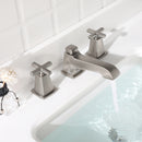 EZANDA 2-Handle Widespread Bathroom Faucet Cross handles 3 Hole Metal Pop-up Sink Drain, Brushed Nickel 1433602