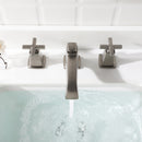 EZANDA 2-Handle Widespread Bathroom Faucet Cross handles 3 Hole Metal Pop-up Sink Drain, Brushed Nickel 1433602