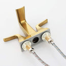 NEWATER Bathroom Sink Two-Handle Waterfall Centerset Faucet Three Hole Pop Up Drain Mixer Tap Deck Mounted Brushed Gold (22231)