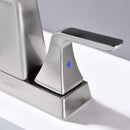 NEWATER Bathroom Sink Double Handle Waterfall Centerset Faucet Three Hole Pop Up Drain Mixer Tap Deck Mounted Brushed Nickel (26451)