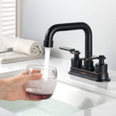 NEWATER 2-Handle 4 Inch Centerset Bathroom Sink Faucet with Metal Pop-up Sink Drain Lavatory Faucet Mixer Tap Deck Mounted Oil Rubbed Bronze (3002021)