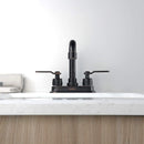 NEWATER 2-Handle 4 Inch Centerset Bathroom Sink Faucet with Metal Pop-up Sink Drain Lavatory Faucet Mixer Tap Deck Mounted Oil Rubbed Bronze (3002021)