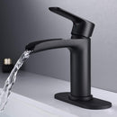 NEWATER Waterfall Spout Brass Bathroom Sink Faucet Basin Mixer Tap Matte Black Single Handle 78171