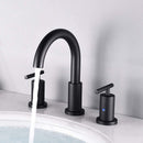 NEWATER Two Handle 8 inch Widespread Three Hole Bathroom Sink Faucet Supply Hoses Basin Faucet Mixer Tap Matte Black CWF030-MB
