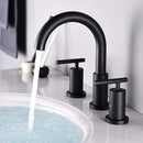 NEWATER Two Handle 8 inch Widespread Three Hole Bathroom Sink Faucet Supply Hoses Basin Faucet Mixer Tap Matte Black CWF030-MB